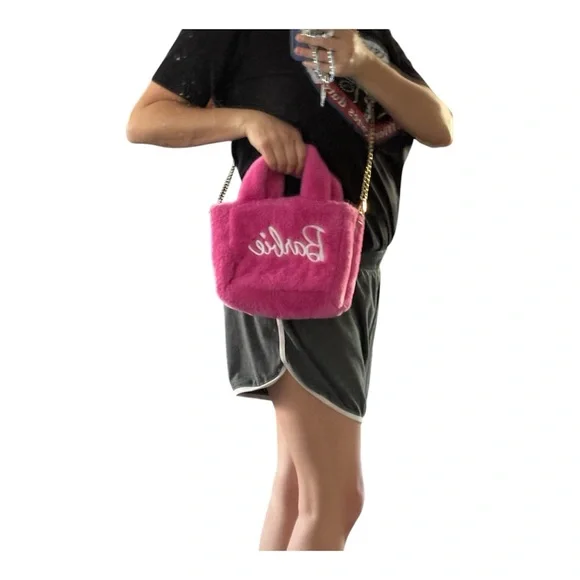 Pink Barbie Faux Fur Handbag - Picture 2 of 4